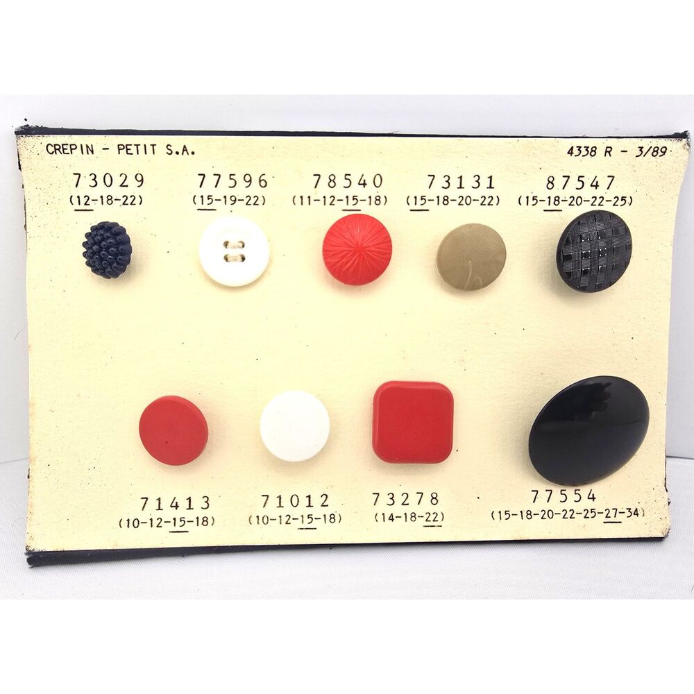 Vintage Crepin-Petit Button Sample Card French Plastic Buttons Display